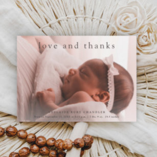 Love and Thanks Minimal Simple Photo Baby  Thank You Card