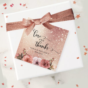 Love and Thanks, Modern, Blush Rose Gold Favour Tags