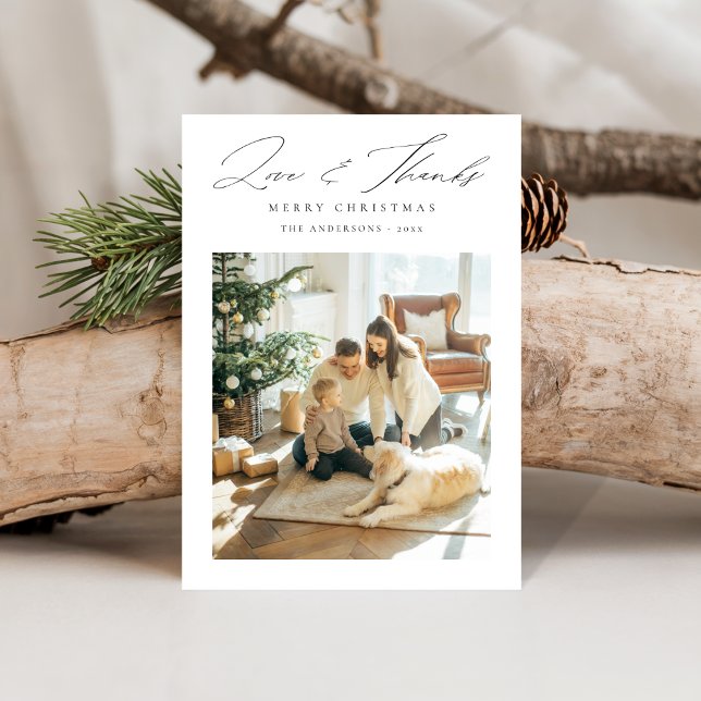 Love and Thanks | Modern Family Photo Christmas Holiday Card (Creator Uploaded)