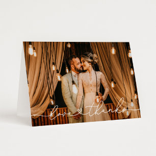 Love and Thanks Modern Personalised Wedding Photo Thank You Card