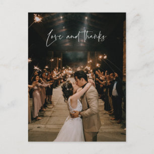 Love and Thanks Modern Photo Wedding Thank You Postcard