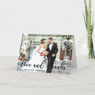 Love and Thanks Modern Wedding Photo Fold Thank You Card