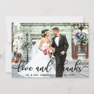 Love and Thanks Modern Wedding Photo Thank You SB Card