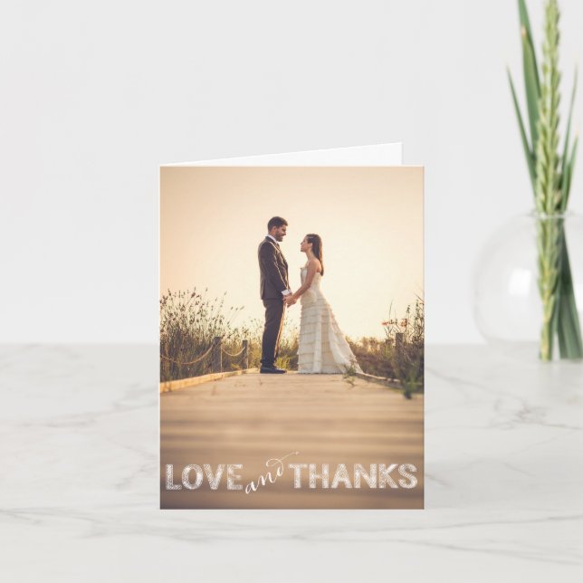 Love and Thanks, Modern Wedding Thank You Card (Front)