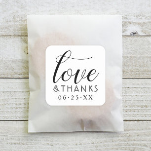 Love and Thanks Modern White Wedding Square Sticker