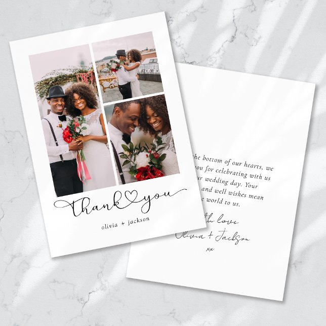 Love and Thanks Multi Photo Wedding Thank You Card (Creator Uploaded)