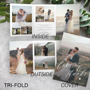 Love and thanks multi photo wedding thank you card