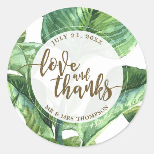 love and thanks palm leaves botanical stickers
