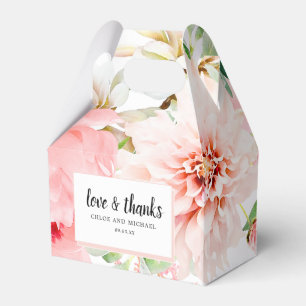 Love and Thanks Peony Pink Watercolor Floral Favou Favour Box