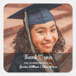 Love And Thanks Personalised Custom Photo Grad Square Sticker