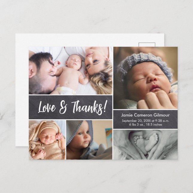 Love and Thanks Photo Collage Baby Shower  Postcard (Front/Back)