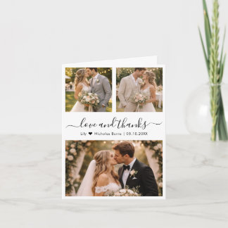 Love and Thanks Photo Collage Script Wedding Thank You Card