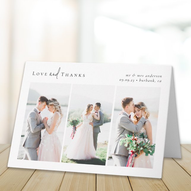 Love and Thanks Photo Collage Wedding Folded Card (Creator Uploaded)