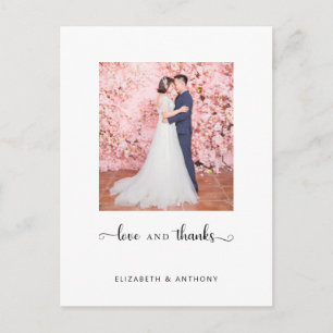 Love and Thanks Photo Elegant Script Chic Wedding Postcard