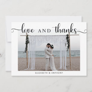 Love and Thanks Photo Wedding Simple Elegant Chic Thank You Card