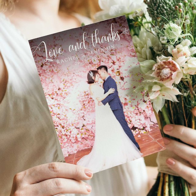 Love and thanks Photo Wedding Thank you Elegant Card (Creator Uploaded)