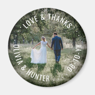 Love and Thanks Photo Wedding Thank You Favors Magnet
