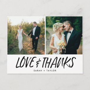 Love and Thanks Photo Wedding Thank You Postcard