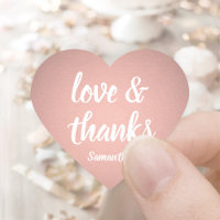 Love and Thanks Pink Rose Gold Faux Foil Thank You