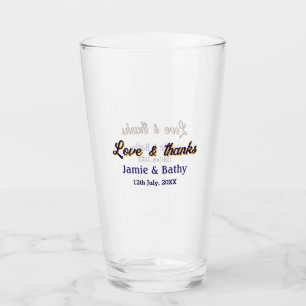 Love and thanks purple orange couple name date glass
