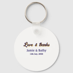 Love and thanks purple orange couple name date key ring