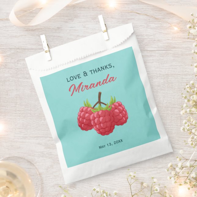 Love and Thanks Raspberry Custom  Favour Bag (Clipped)