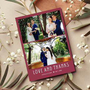 Love and Thanks Red Modern Photo Thank You Card