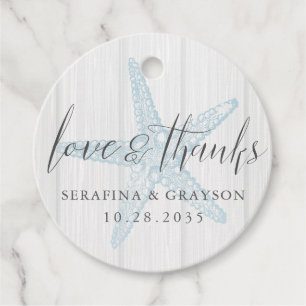 Love and Thanks Rustic Beach Starfish Favour Tags