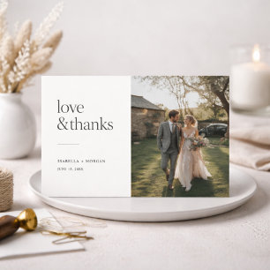 Love and Thanks Rustic Photo Wedding Minimalist Thank You Card