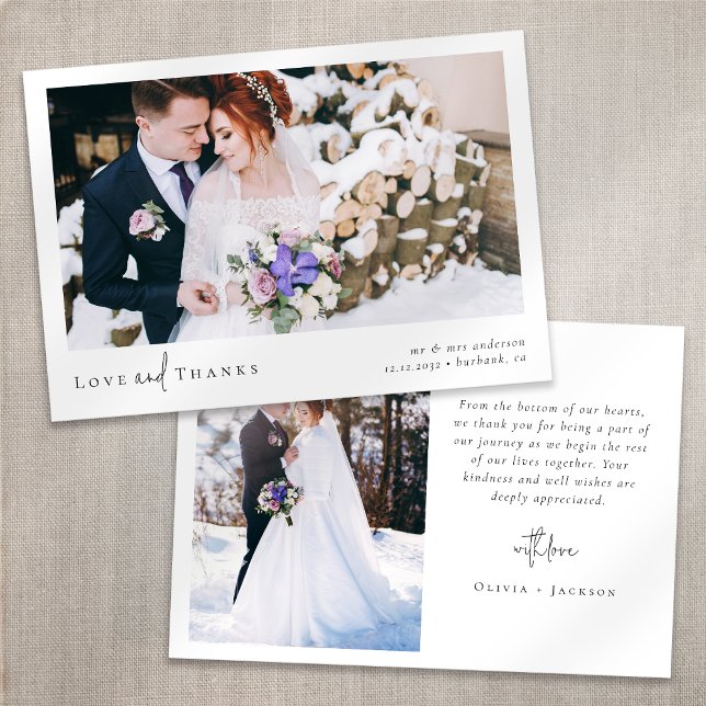 Love and Thanks Script 2 Photo Wedding Card (Creator Uploaded)