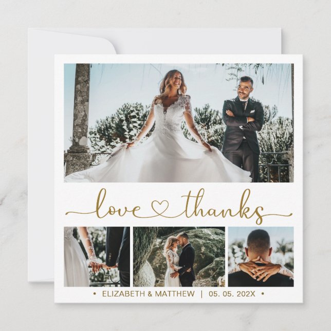Love and Thanks Script 4 Photo Collage Wedding (Front)