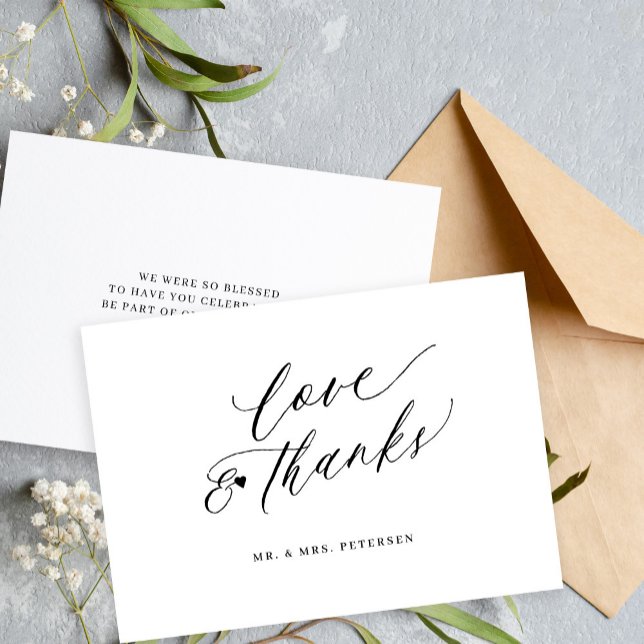Love and thanks script minimalist simple wedding card (Creator Uploaded)