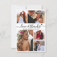 Love and Thanks Script Photo Collage Heart Wedding