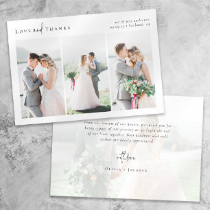 Love and Thanks Script Photo Collage Wedding Card