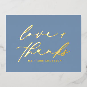 Love and Thanks Script Photo Wedding Overlay Foil Holiday Postcard