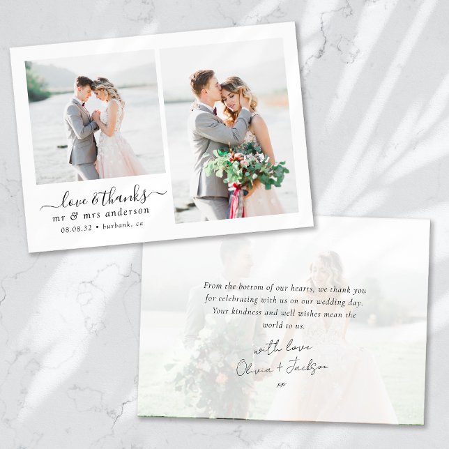 Love and thanks Script Photo Wedding Thank You Card (Creator Uploaded)