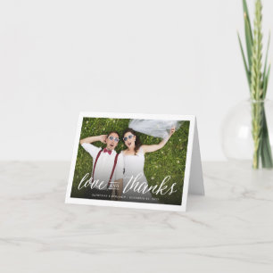 Love And Thanks Script Photo Wedding Thank You Note Card