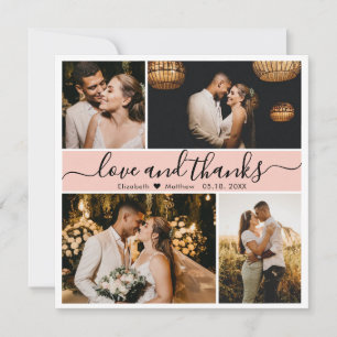 Love and Thanks Script Wedding Photo Thank You Card