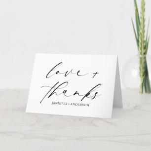 Love and Thanks Script Wedding QR Code Photo Thank You Card