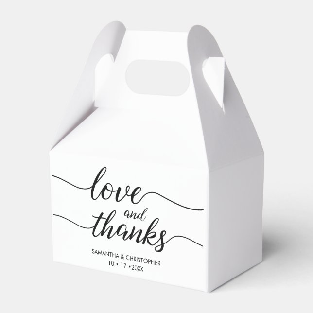 Love and Thanks Simple & Elegant Love Wedding Favour Box (Front Side)
