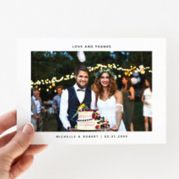 Love and Thanks Simple Wedding Photo Thank You Card