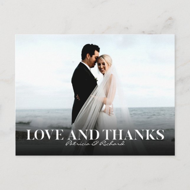 Love And Thanks Simple Wedding Thank You Foto Postcard (Front)