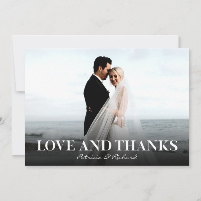 Love And Thanks Simple Wedding Thank You Photo Card (Front)