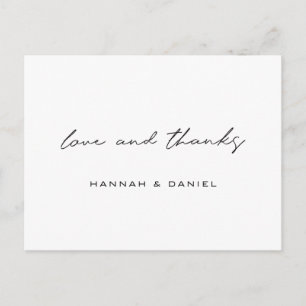 Love and Thanks Simple Wedding Thank You  Postcard