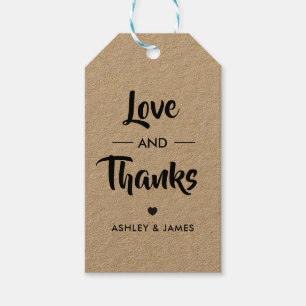 Love and Thanks Tag, Wedding Gift Tag, Kraft Gift Tags