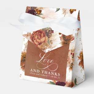 Love and Thanks Terracotta Floral Boho Favours Favour Box