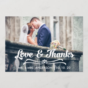 LOVE AND THANKS TYPOGRAPHY THANK YOU CARD