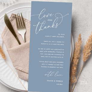 Love and Thanks, Wedding Dinner Thank You Card