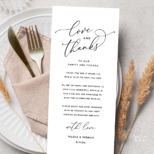 Love and Thanks, Wedding Dinner Thank You Card