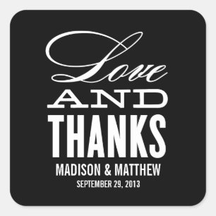 LOVE AND THANKS   WEDDING FAVOR LABELS